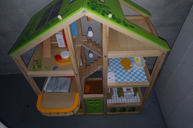 All Seasons Kids Wooden Dollhouse by Hape | Award Winning 3 Story Dolls House Toy with Furniture, Accessories, Movable Stairs and Reversible Season Theme L: 23.6, W: 11.8, H: 28.9 inch customer photo 1