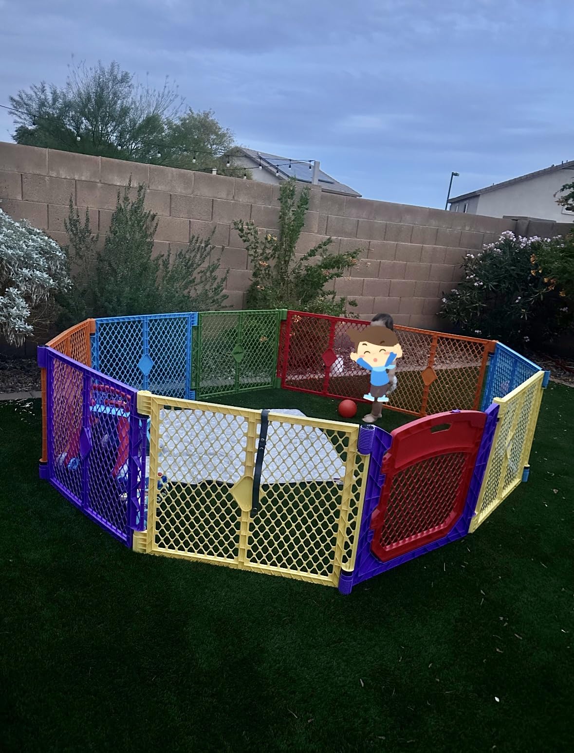 Toddleroo Superyard: 8-Panel, 34.4 SqFt Baby Playard; ColorPlay | Portable, Durable, For Babies and Toddlers, Freestanding, Expandable Modular Sizing, Indoor or Outdoor Use, Made in USA customer photo 2