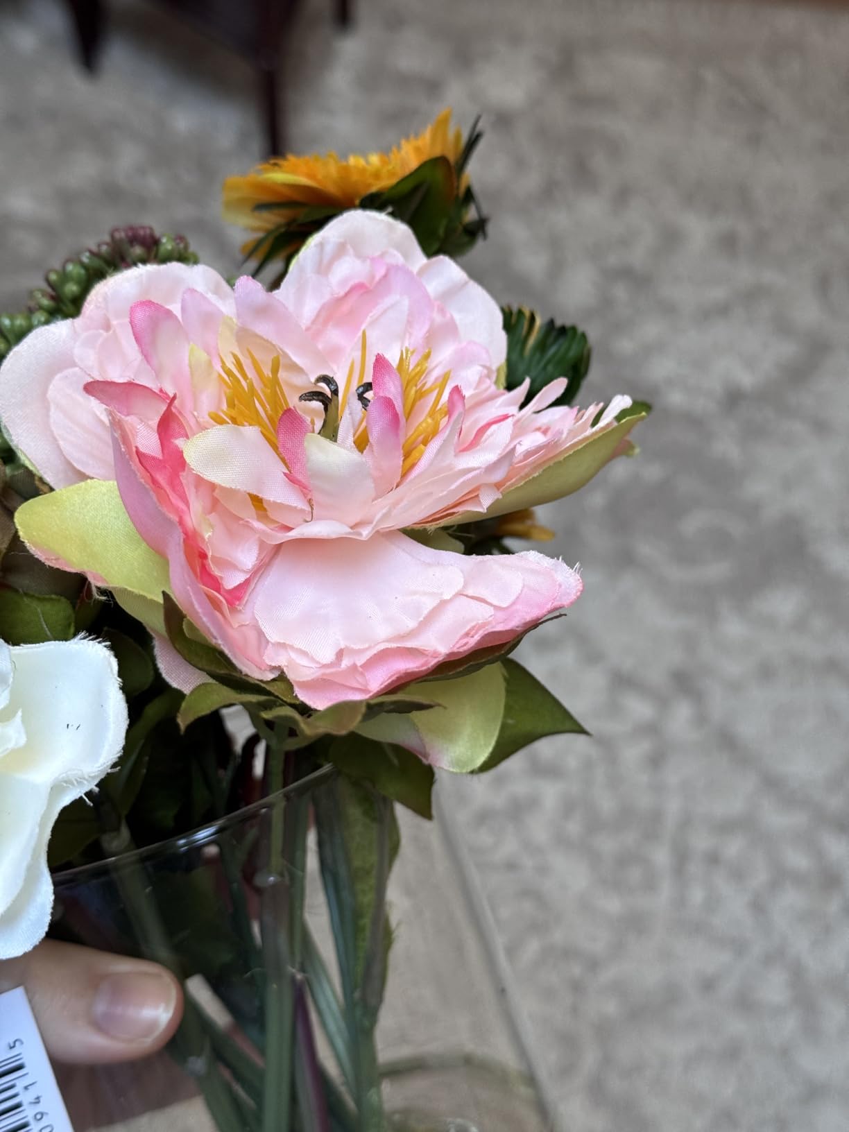 Nearly Natural 4665 Mixed Mini Peony Centerpiece Silk Flower Arrangement, 10