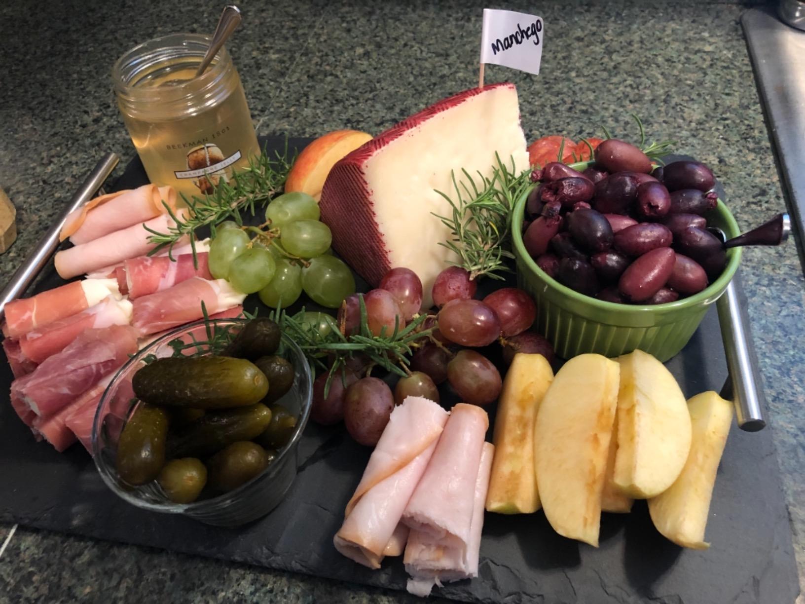 Slate Cheese Board with Stainless Steel Handles, Charcuterie Platter Serving Board Tray for Cheese, Crackers, and Meat customer photo 1