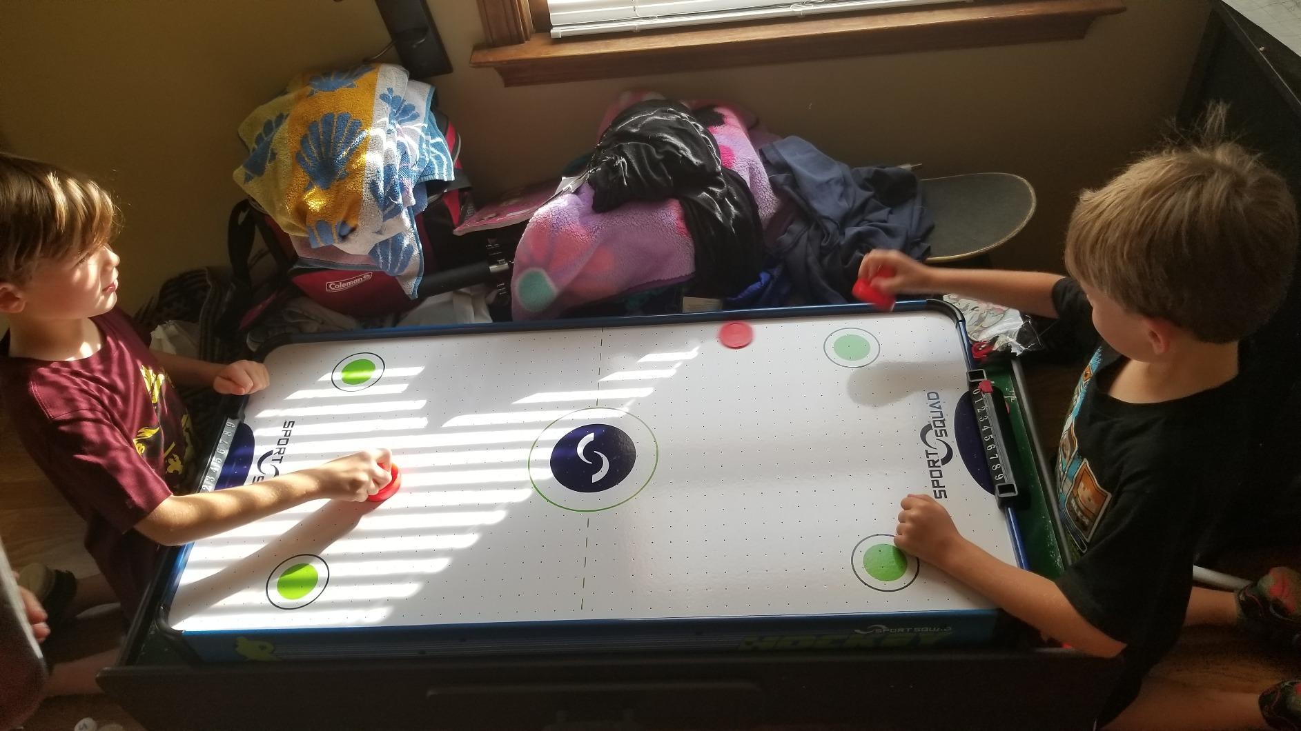 Sport Squad HX40 40 inch Table Top Air Hockey Table for Kids and Adults - Electric Motor Fan - Includes 2 Pushers and 2 Air Hockey Pucks - Great for Playing on The Floor, Tabletop, or Dorm Room customer photo 1