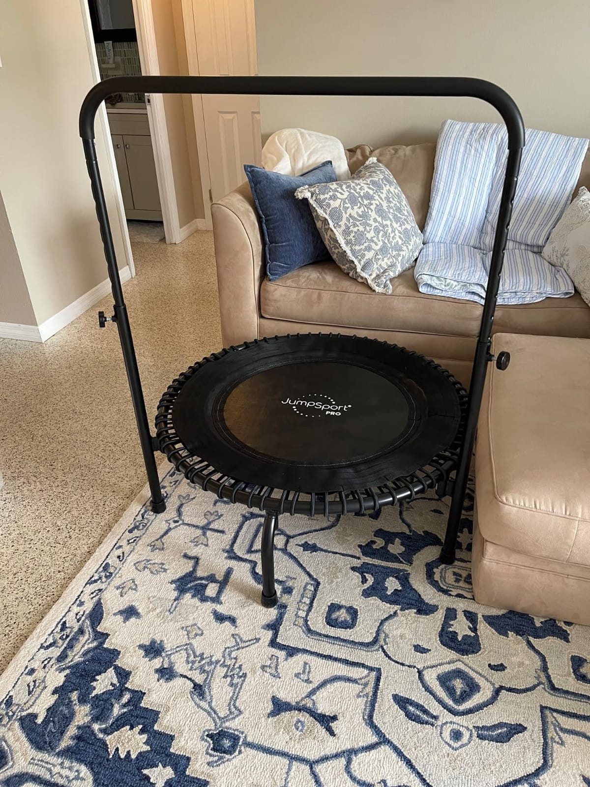 JumpSport 350 PRO 39 Inch Fitness Trampoline Indoor Rebounder Cardio Workout Equipment 300 lb Capacity customer photo 2