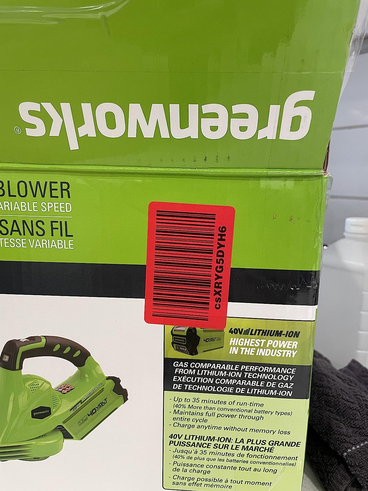 Greenworks 40V Cordless Leaf Blower, 135 CFM, 2.0 Ah Battery and Charger customer photo 2