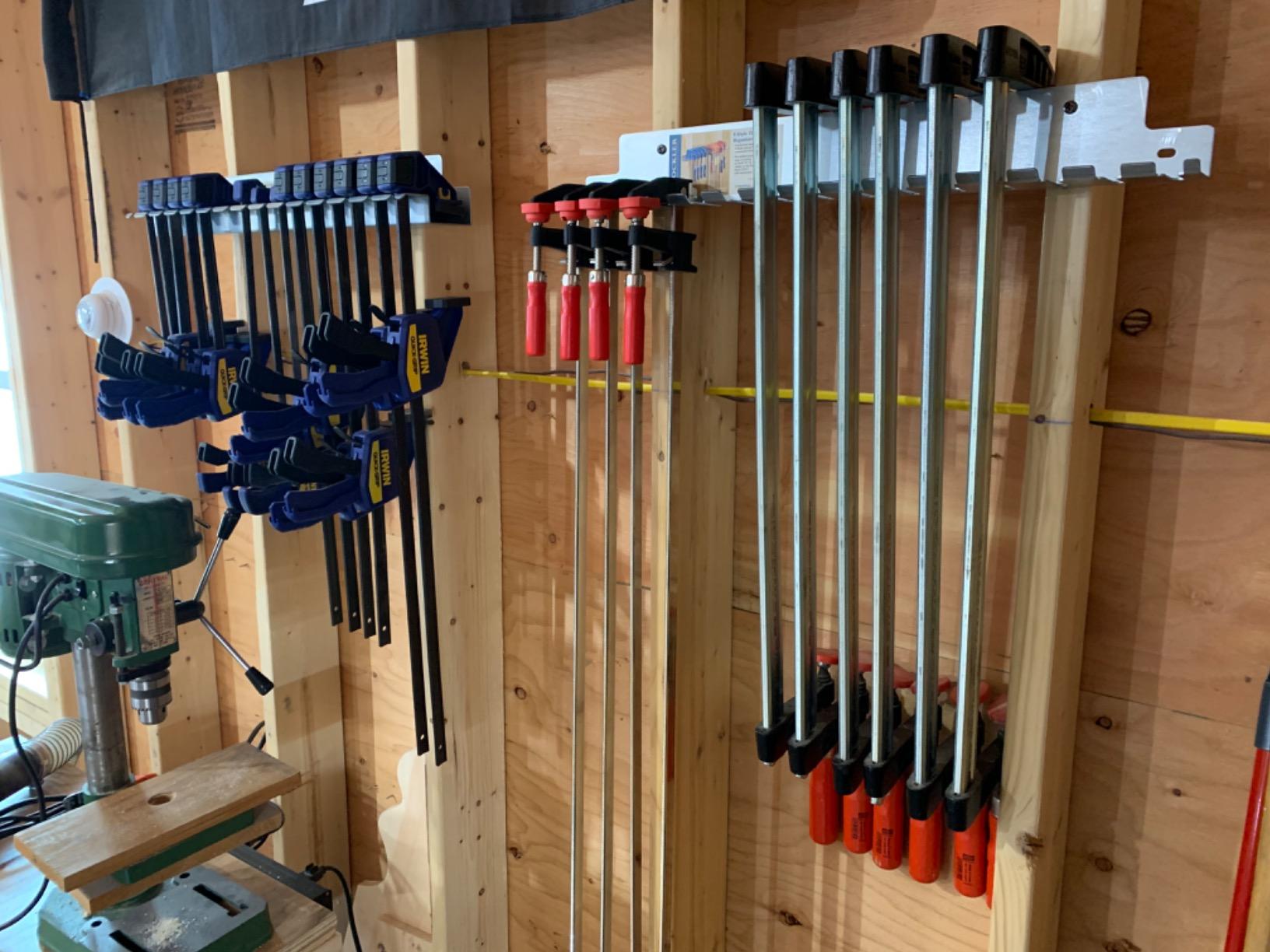 Quick-Release Bar Clamp Rack - Tool Storage Rack Holds 15 Bar Clamps - Sturdy Galvanized Steel Bar Clamp Rack - 24-3/8