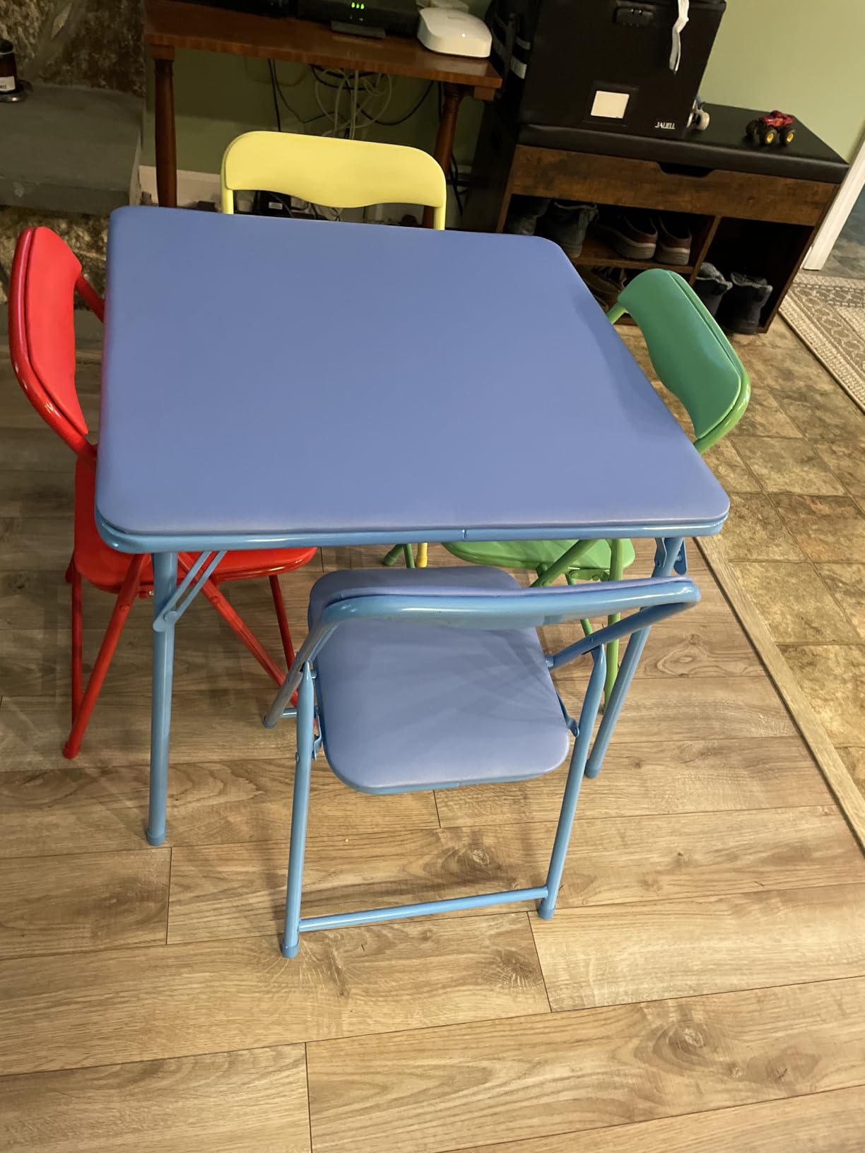 Flash Furniture Mindy Kids 5-Piece set Folding Square Table and Chairs Set for Daycare and Classrooms, Children's Activity Table and Chairs Set, Multicolor customer photo 2