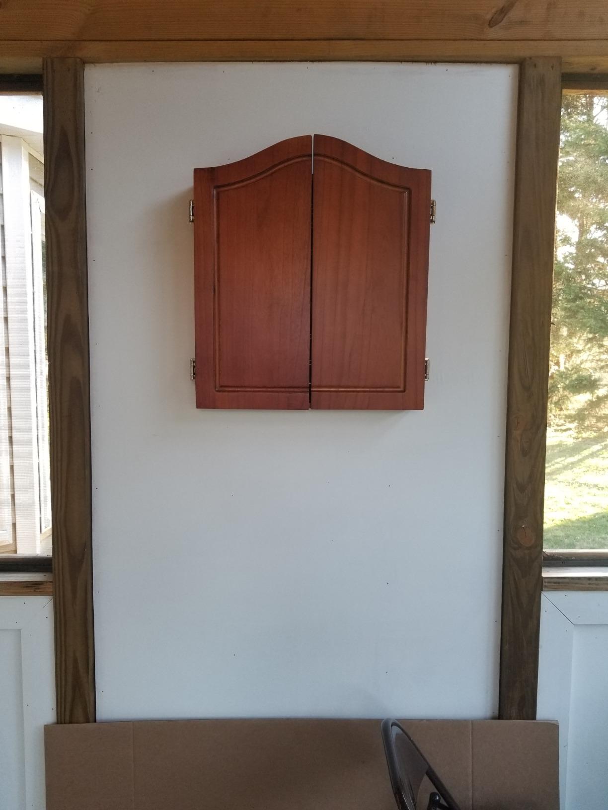 Centerpoint Bristle Dartboard and Solid Wood Cabinet - Dark Cherry Finish customer photo 1