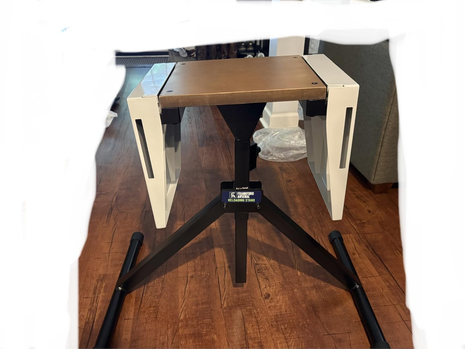 Frankford Arsenal Platinum Series Reloading Stand with Adjustable Steel Frame Construction, Wood Surface Center and Storage Bins for Reloading, Black, White, Blue customer photo 1