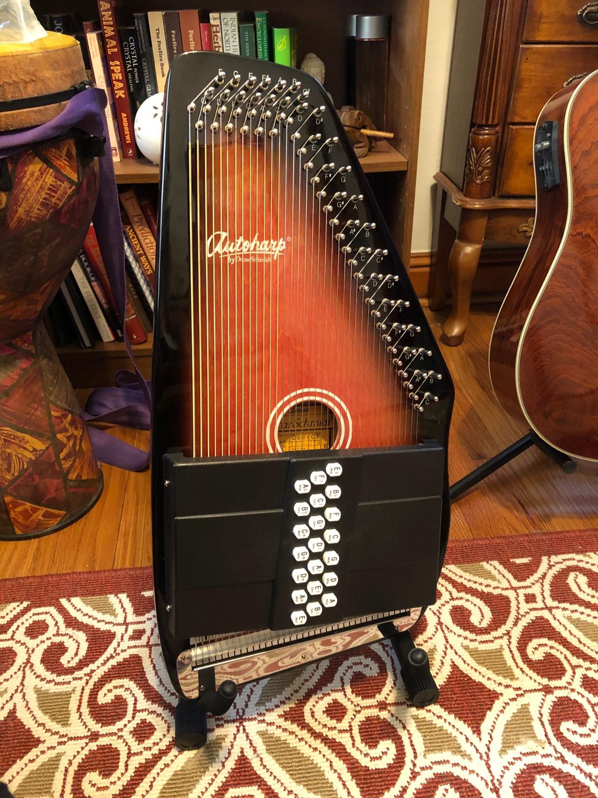 Oscar Schmidt OS21CE 21 Chord Acoustic Electric Auto Harp, Tobacco Sunburst customer photo 1