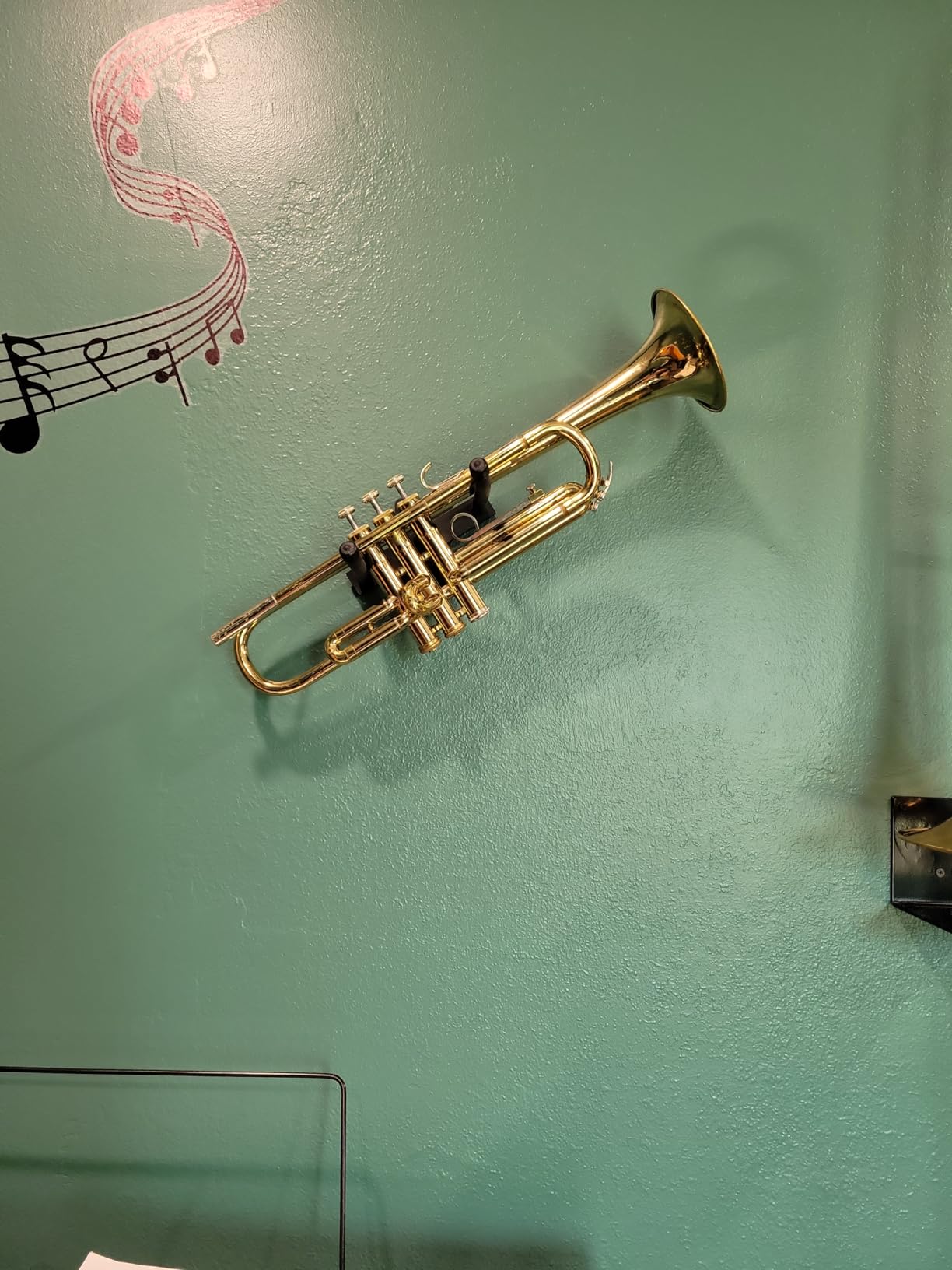 String Swing Horizontal Wall Mount Trumpet Holder - Stand for All Trumpets Including Piccolo and Pocket - Musical Instruments Safe Without Hard Cases - Made in USA customer photo 1
