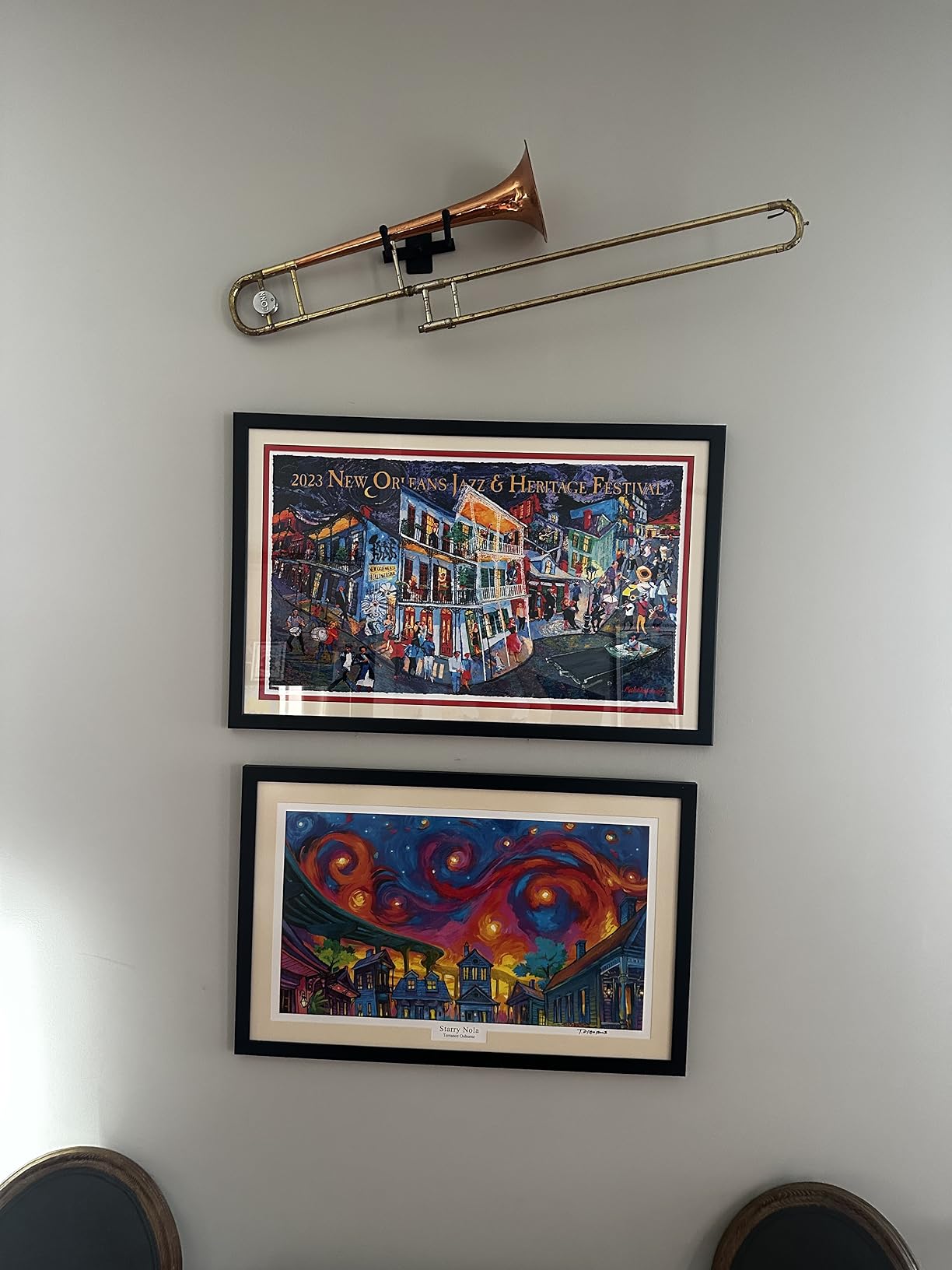 String Swing Horizontal Wall Mount Trumpet Holder - Stand for All Trumpets Including Piccolo and Pocket - Musical Instruments Safe Without Hard Cases - Made in USA customer photo 2