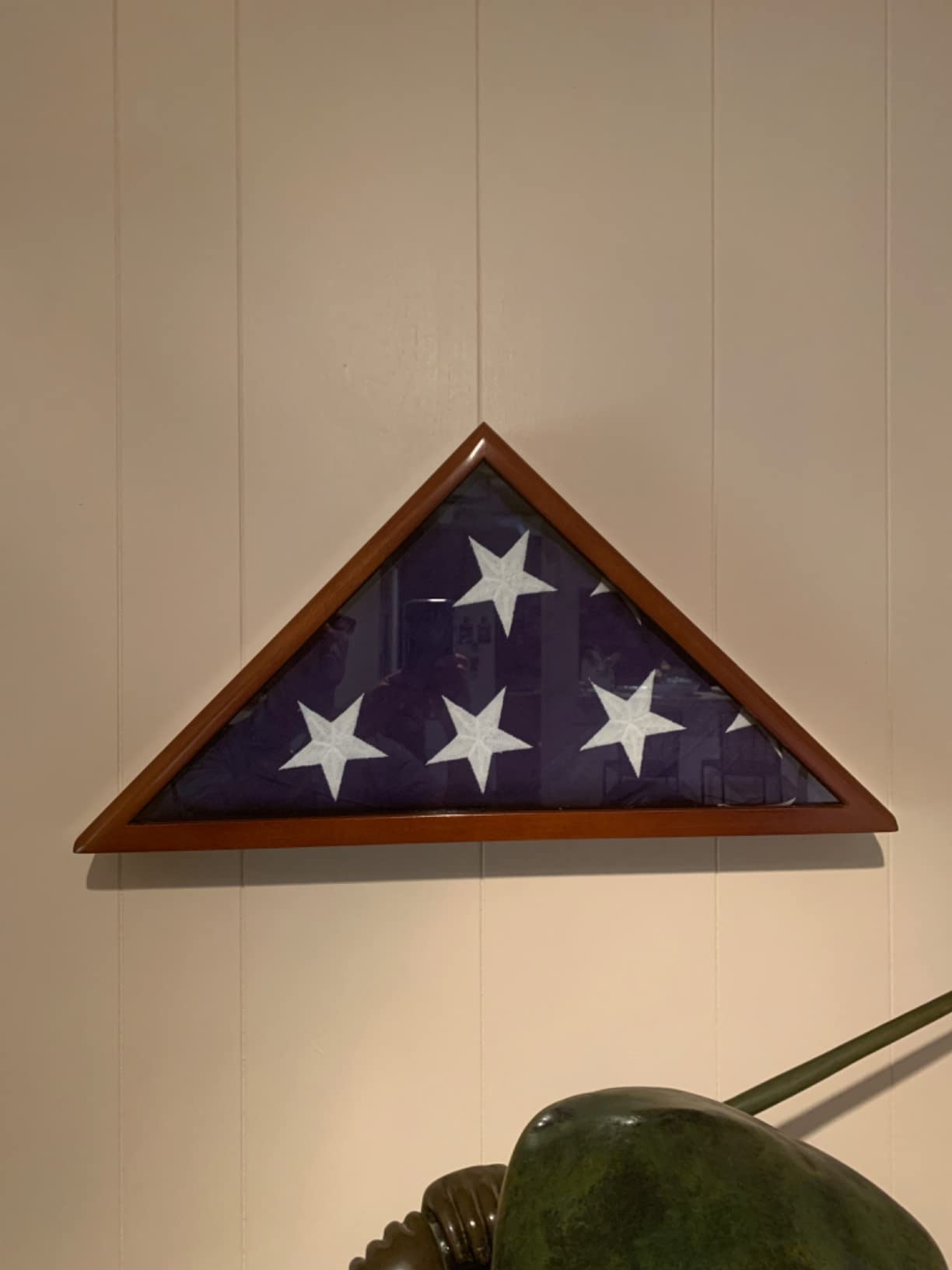 Solid Wood Memorial Flag Case Frame Display Case for 5x9.5' Flag Folded. for Funeral or Burial Flag, FC60-MAH customer photo 1