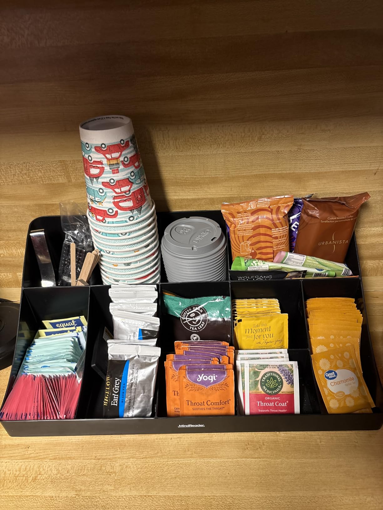 Mind Reader Cup and Condiment Station, Countertop Organizer, Coffee Bar, Kitchen, Stirrers, 17.875