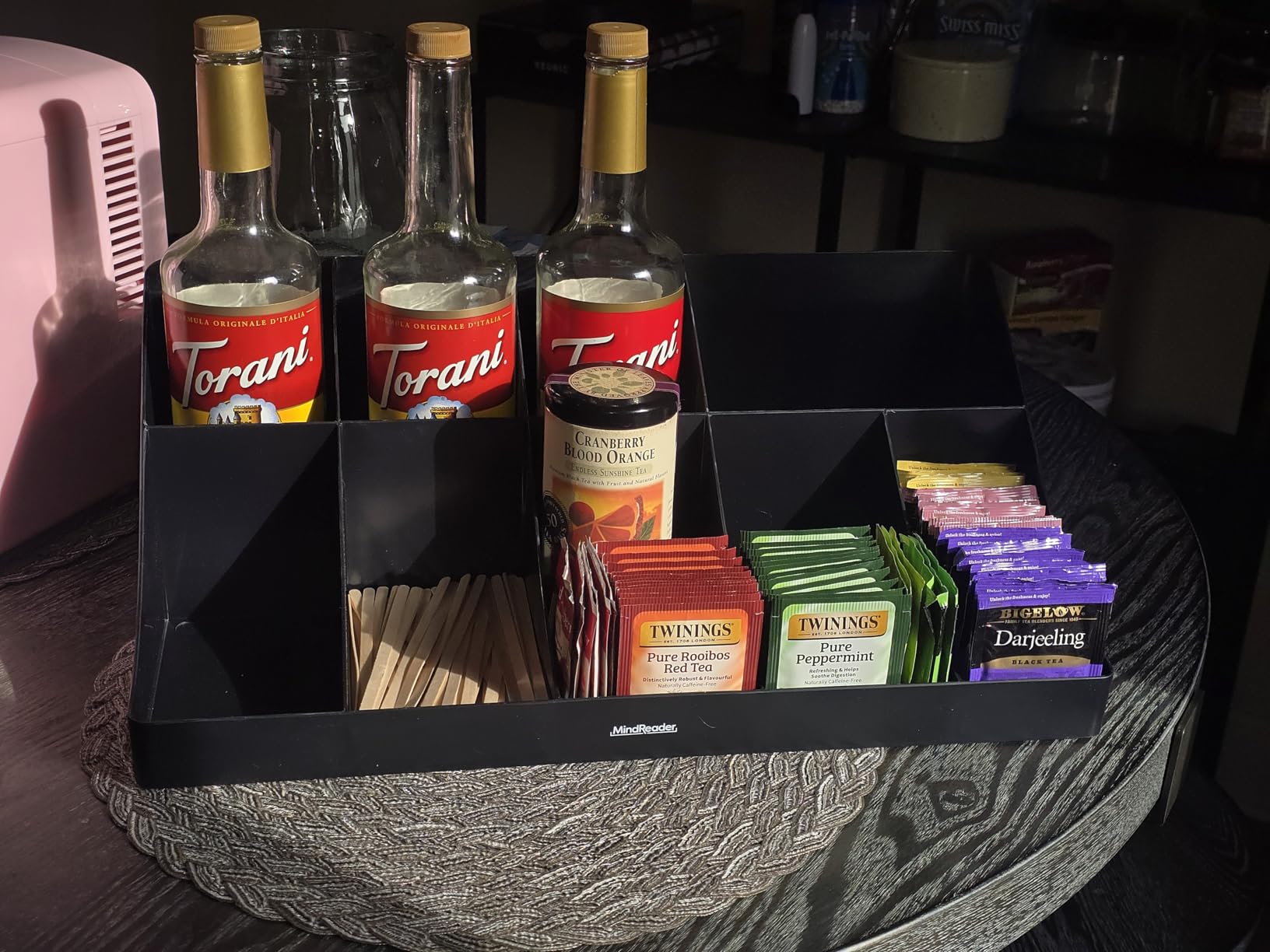Mind Reader Cup and Condiment Station, Countertop Organizer, Coffee Bar, Kitchen, Stirrers, 17.875