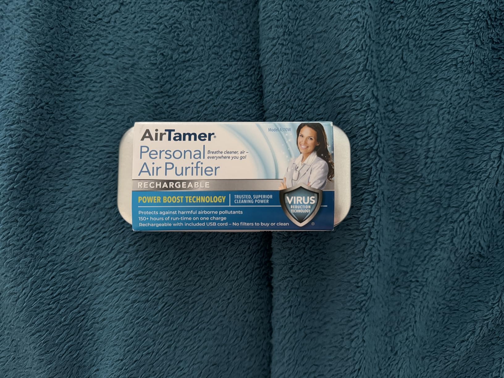 AirTamer A310 Personal Air Purifier Necklace | Rechargeable Wearable Air Cleaner for Travel, Office & Everyday Use - Silent, Lightweight, Black with Metal Case customer photo 2