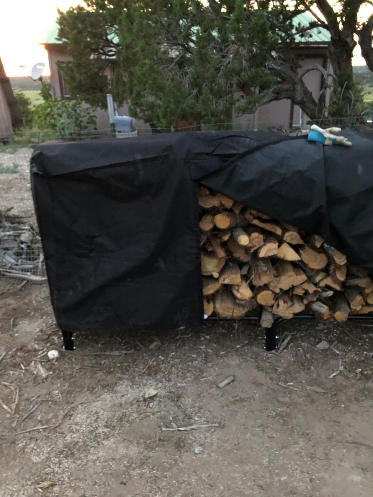 Sunnydaze 8-Foot Firewood Rack with Cover - Outdoor Wood Storage - Heavy-Duty Steel Log Holder - 1500-lb Capacity customer photo 1