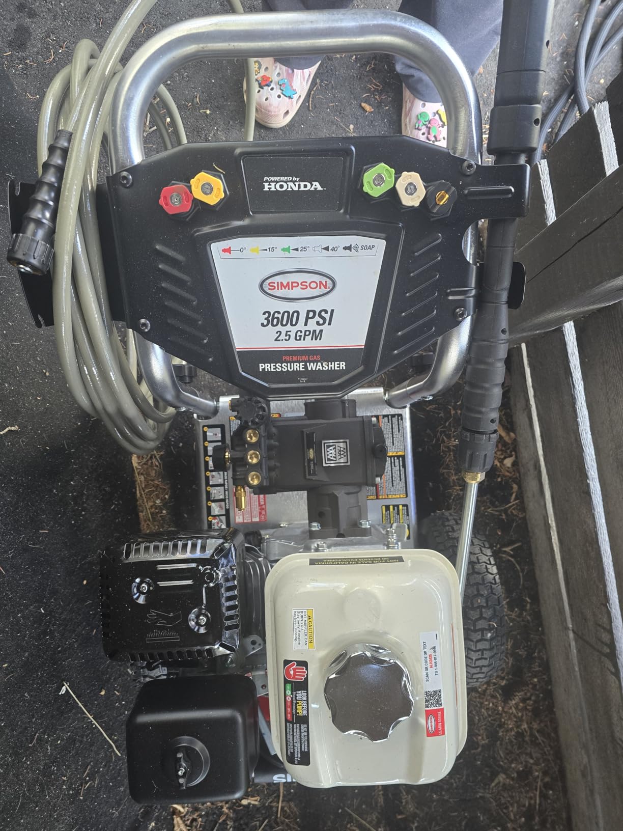 Simpson Aluminum Series 3600 PSI Gas Pressure Washer, 2.5 GPM, Honda GX200 | Gas Power Washer For Professionals. AAA Triplex Pump, 35' Hose, 5 Nozzles, Steel Frame. 49-State Compliant. ALH3425 customer photo 1