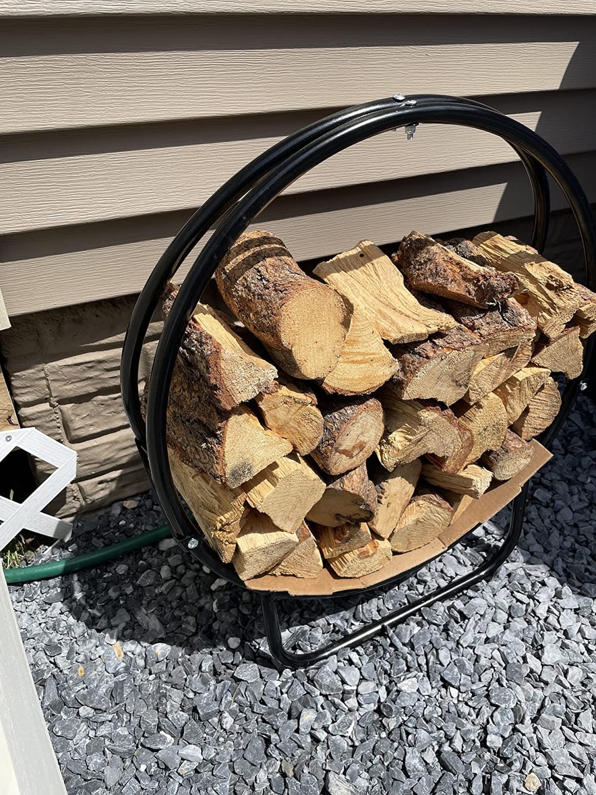 Sunnydaze Outdoor Firewood Rack with Cover, Heavy-Duty Steel, 40