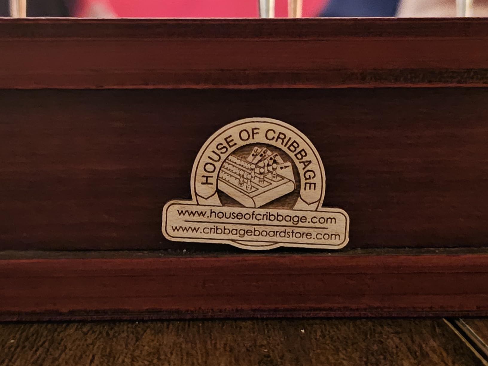 Continuous Cribbage Board Bloodwood/Maple and Side Pull Drawers - 4 Tracks with Place to Mark Won Games - House of Cribbage customer photo 1