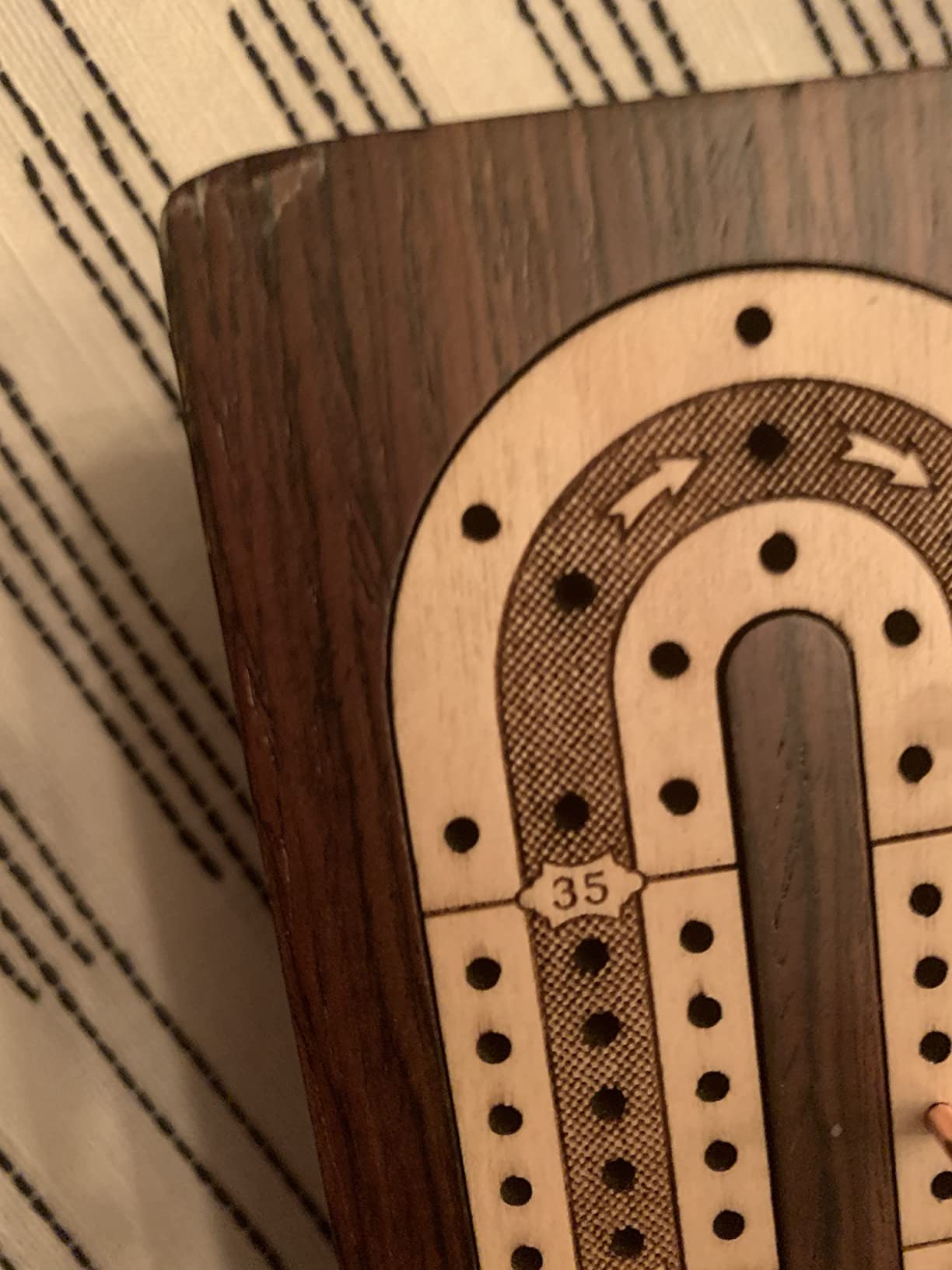 House of Cribbage - Continuous Cribbage Board/Box Inlaid in Rosewood/Maple 12