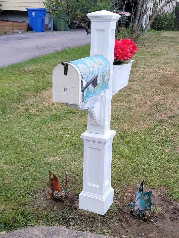 Mayne Westbrook Decorative Mail Post with Planter, White customer photo 1