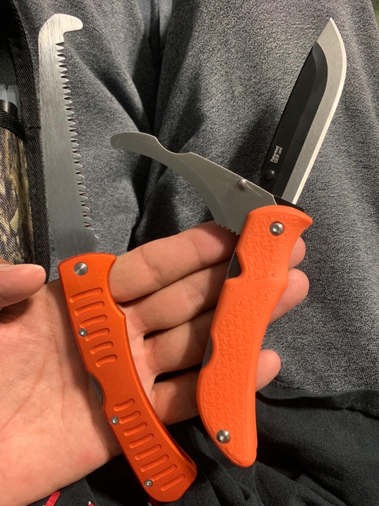 OUTDOOR EDGE RazorPro Double Blade Hunting Knife with Flip N' Zip Bone Saw - Folding Knife with Gutting Blade & Replaceable RazorSafe Skinning Edge, Includes Camo Nylon Sheath customer photo 1