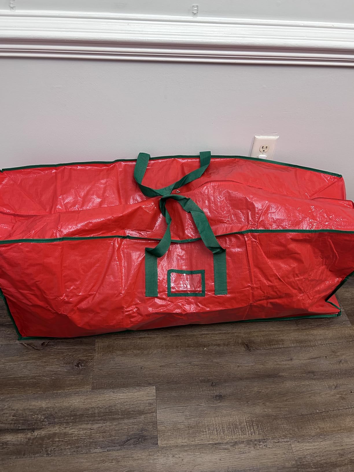 Handy Laundry Christmas Tree Storage Bag for 9 Foot Artificial Tree - Heavy Duty Waterproof Tarp, Reinforced Handles, Double Zipper, Protects from Dust & Moisture, Spacious Holiday Décor Storage, Red customer photo 2