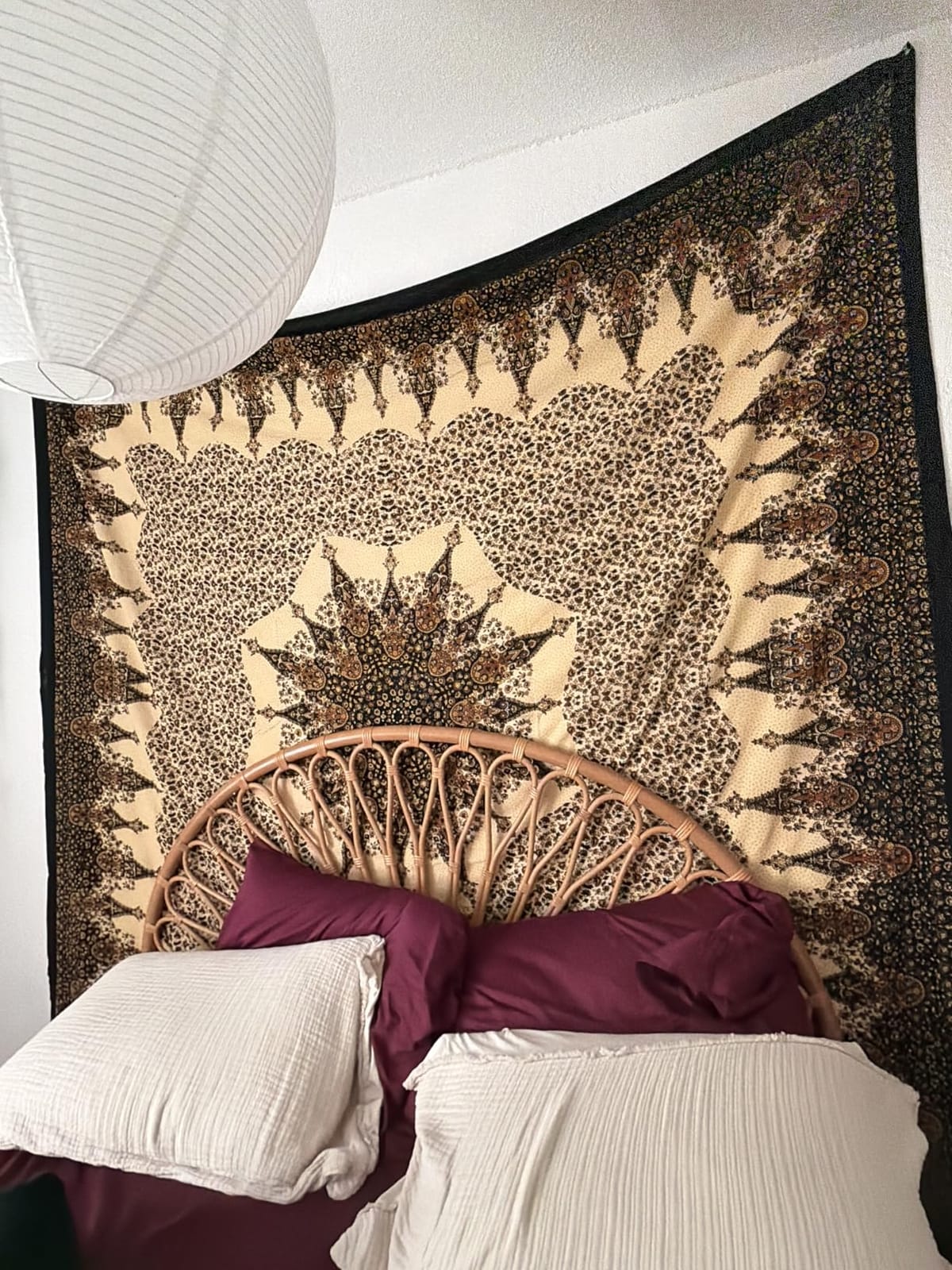 Popular Handicrafts Tapestry Wall Hanging Hippie Mandala Bohemian Hippy Intricate Geometric Floral Design Indian Tapestries Bedspread 84x90 Inches,(215cm x 230cm) Brown Black customer photo 2