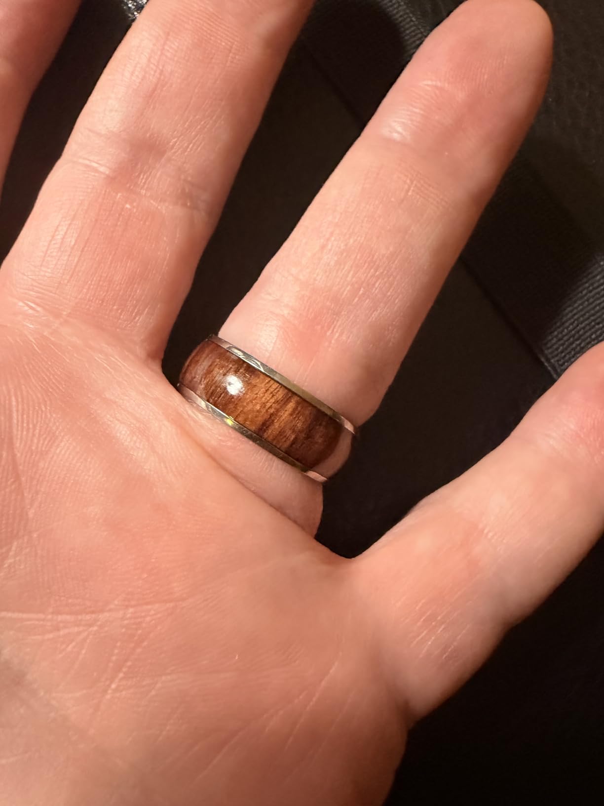 THREE KEYS JEWELRY Titanium Wedding Band Koa wood Inlay for Men Women customer photo 1
