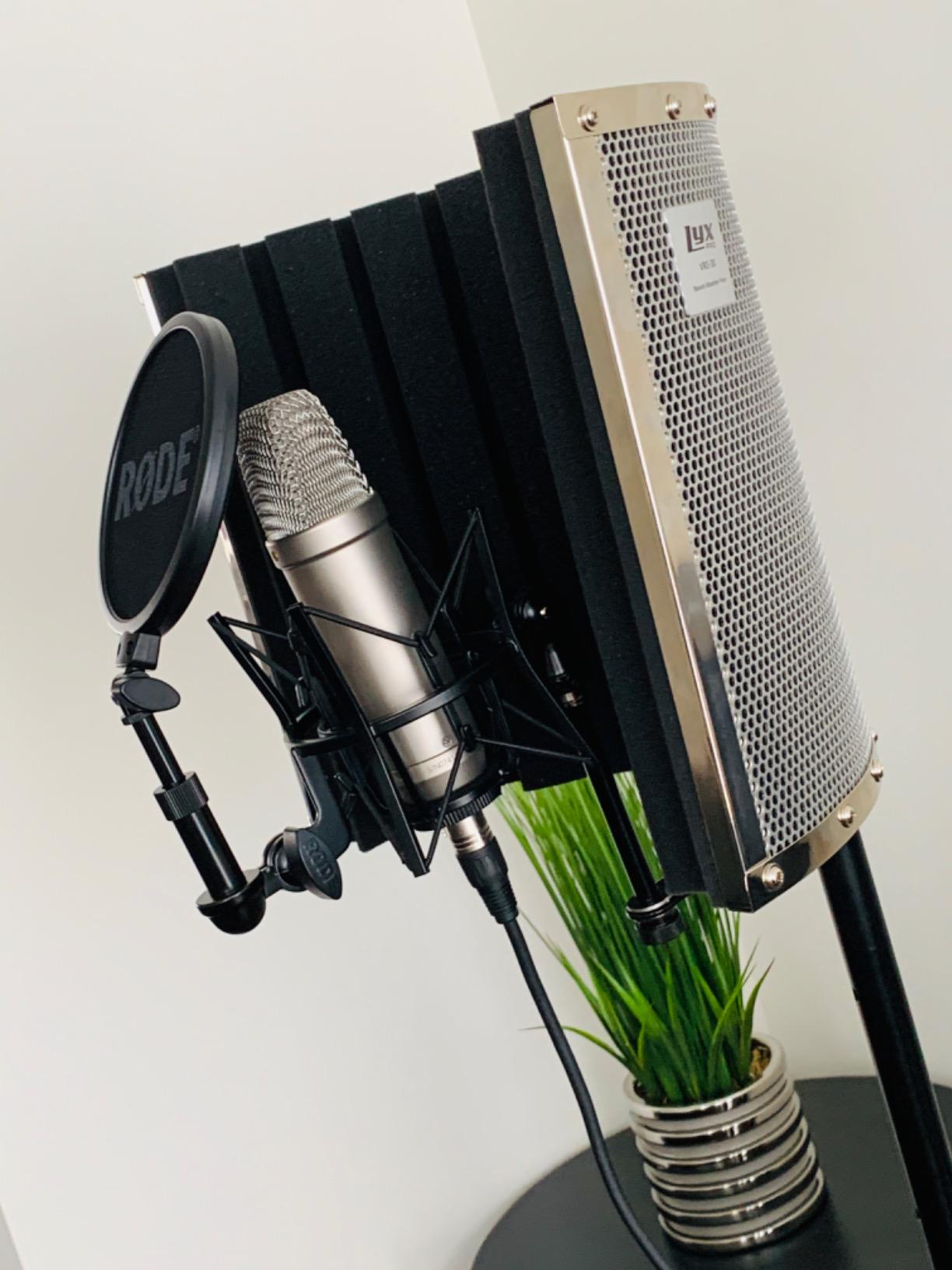 LyxPro VRI-30 Sound Absorbing and Vocal Booth Recording Microphone Isolation Shield Panel for Home Office and Studio Portable & Foldable Stand Mount Adjustable customer photo 2