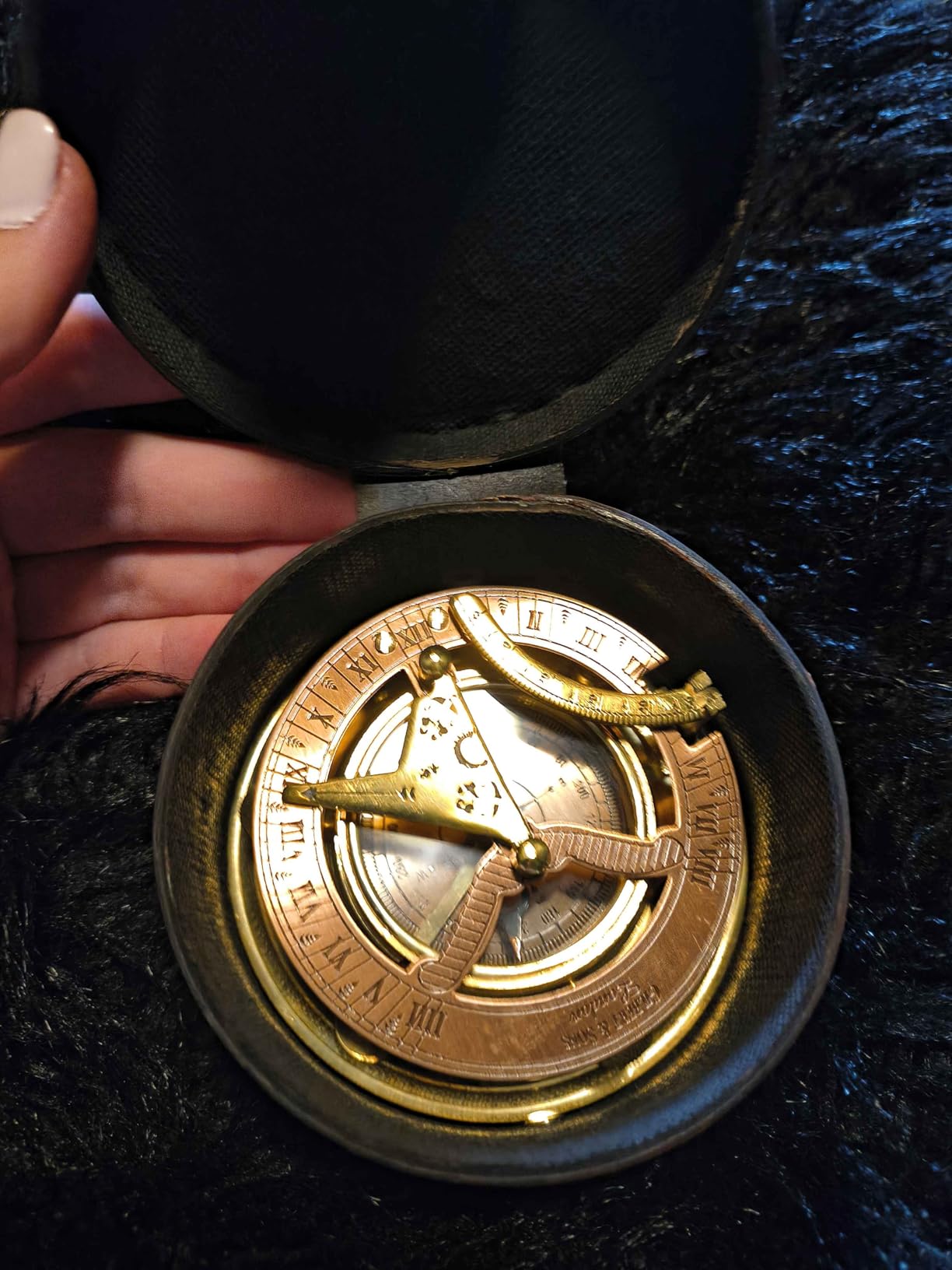 Brass Nautical - Antique Brass & Copper Sundial Compass, Sundial Clock in Box Gift Sun Clock Ship Replica Watch customer photo 1