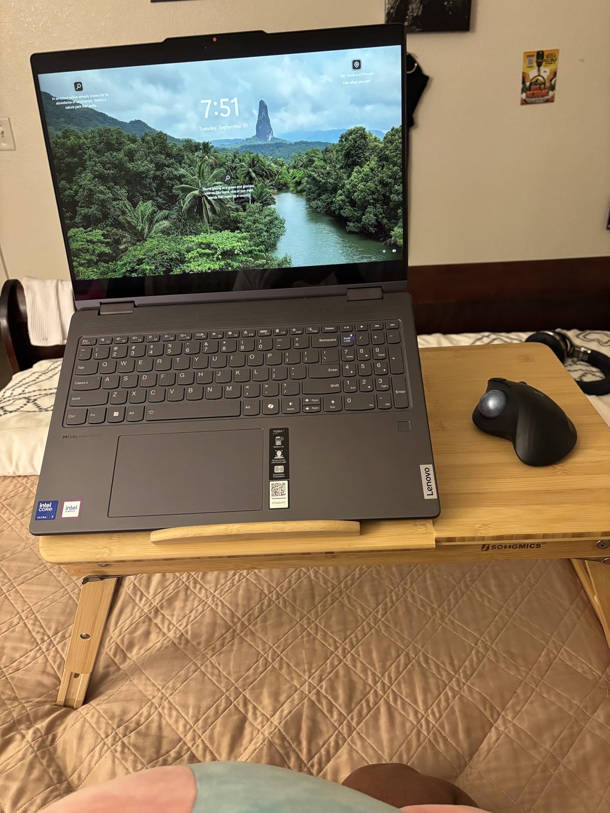 SONGMICS Bed Laptop Desk, Folding Bed Table Adjustable Angle and Height | Bed Tray for Laptop up to 15.6 Inches, Portable for Working Reading Writing Breakfast, Drawer, ULLD01N customer photo 2