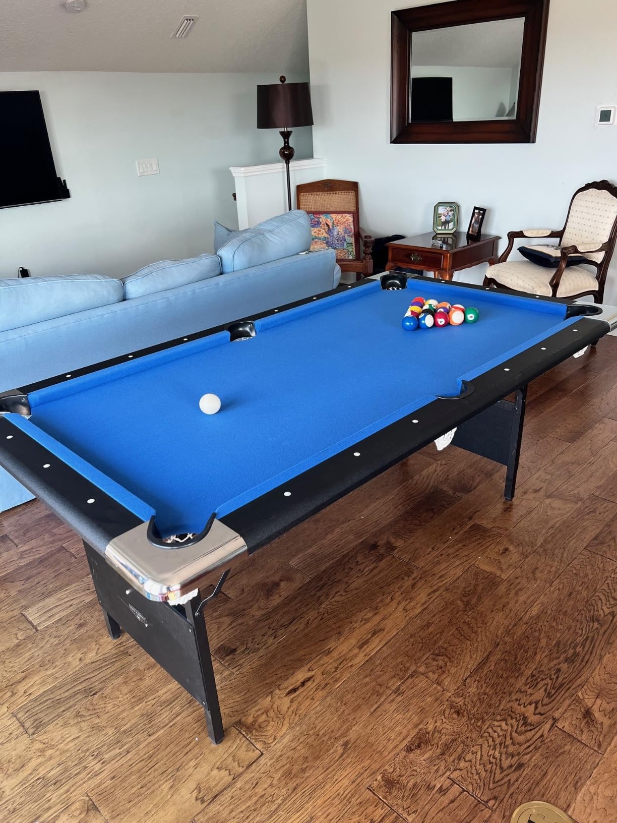 Hathaway Fairmont Folding Pool Table for Family & Home Use Includes Full Set of Billiard Balls, Cues, Chalk, Triangle and Carrying Bag, Portable Space-Saving Table customer photo 2