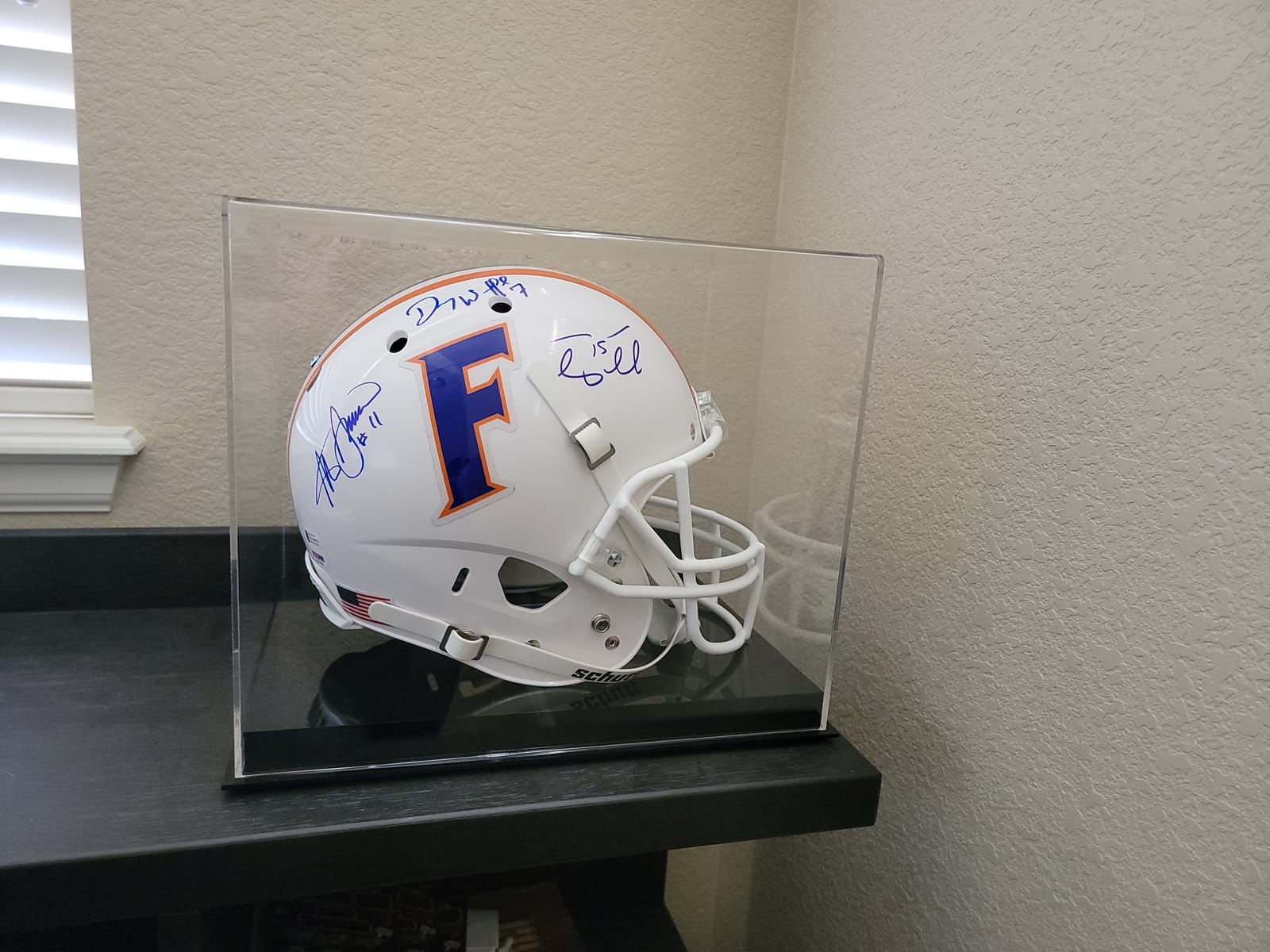 Full-Size Football Helmet Display Case - Crystal-Clear Acrylic, Black Base - No Assembly Required - Made in the USA - UV Filtering Protective Showcase for Collectible Helmets customer photo 2