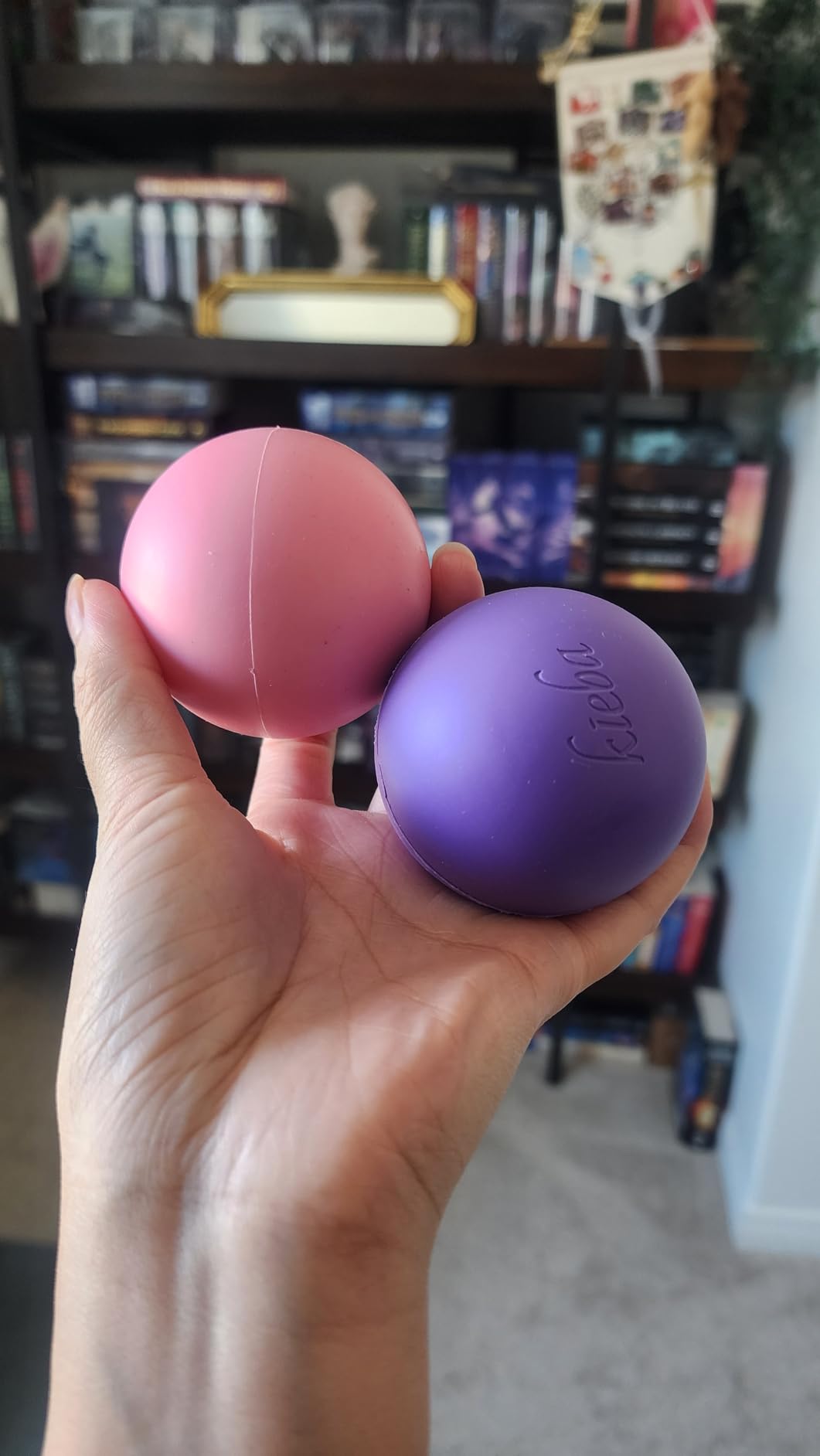 Massage Lacrosse Balls for Myofascial Release, Trigger Point Therapy, Muscle Knots, and Yoga Therapy. Set of 2 Firm Balls (Blue and Red) customer photo 2