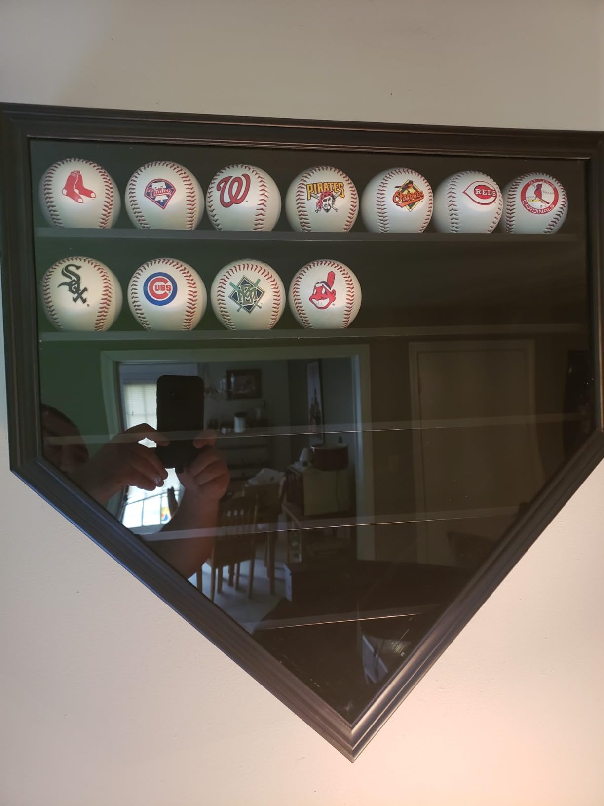 DisplayGifts Baseball Display Case Frame Shadow Box Wall Cabinet Holder to Hold 30 Balls, with Lockable Anti Fade UV Protection Acrylic Door for Homerun and Autograph Balls, Black Frame customer photo 2
