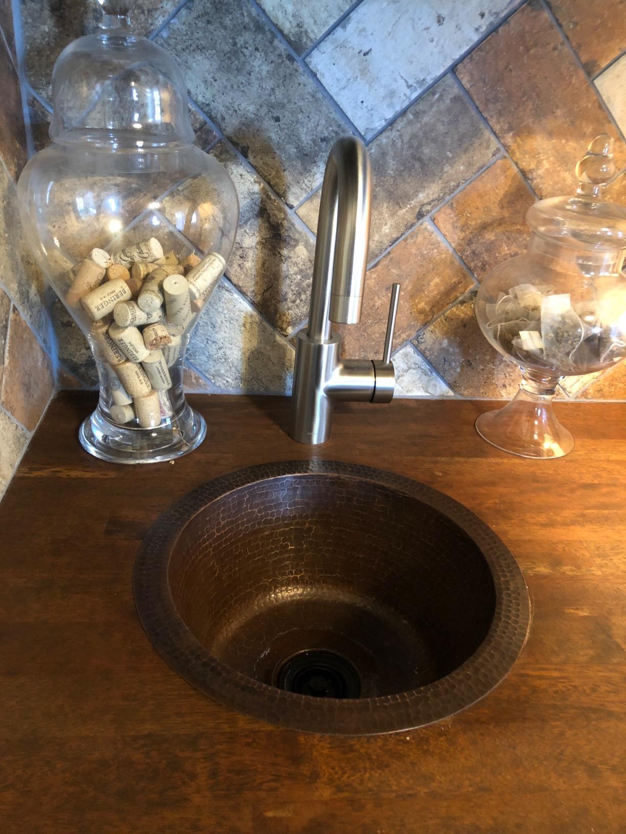 Premier Copper Products BR12DB2 12-inch Round Hammered Copper Bar Sink with 2-inch Drain Opening customer photo 1