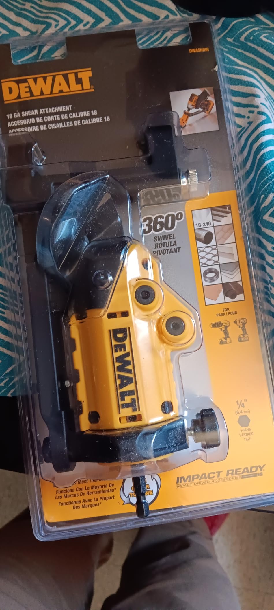 DEWALT Metal Shear/Cutter Drill Attachment, Impact Ready, 360 Degree Pivoting Head, Cuts 18GA Material (DWASHRIR) customer photo 2