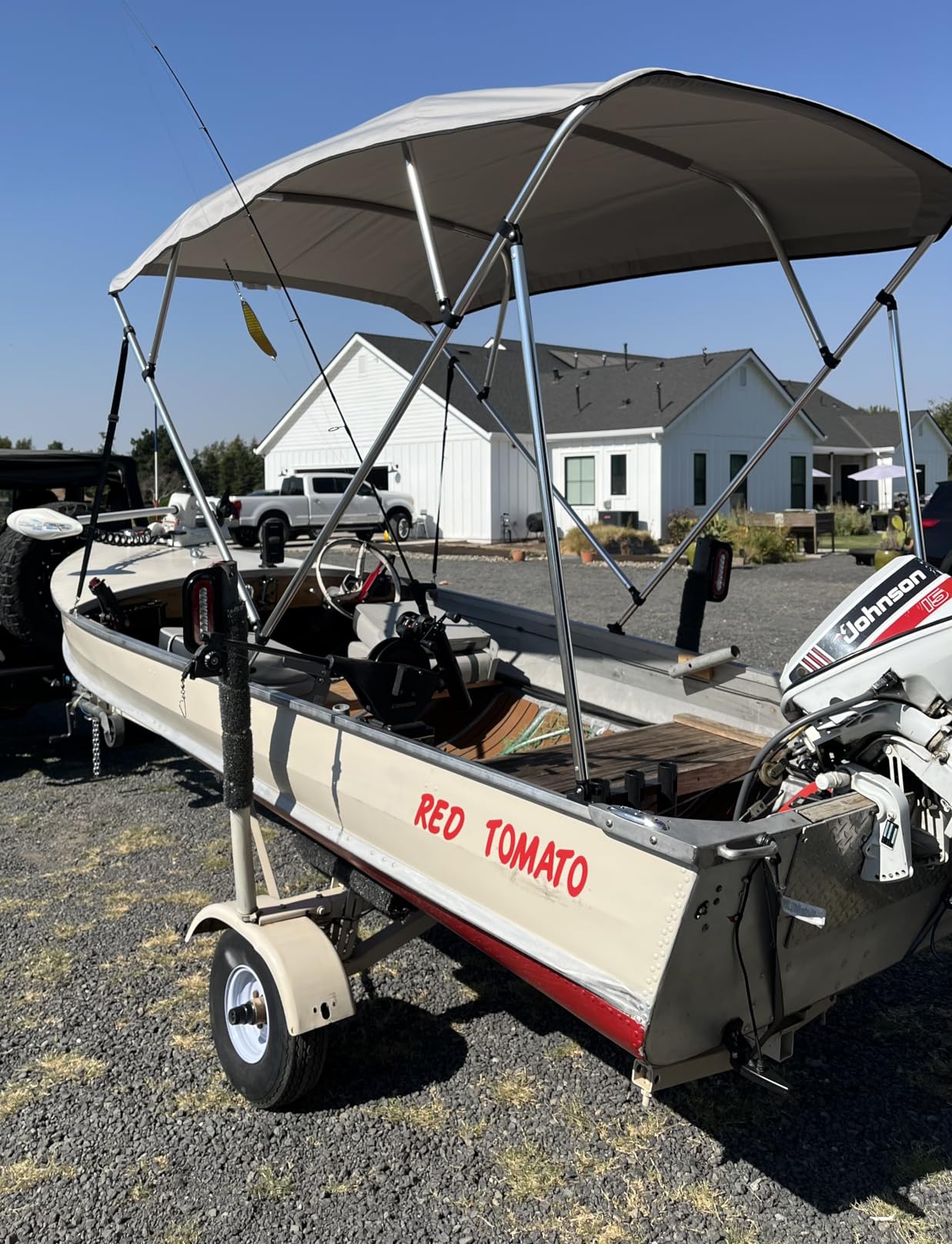 Leader Accessories 10 Colors 3-4 Bow Bimini Top for Boats Boat Canopy Cover | Pontoon Jon Boat Bimini Top Includes 4 Straps 2 Rear Support Poles Mounting Hardwares Storage Boot with 1