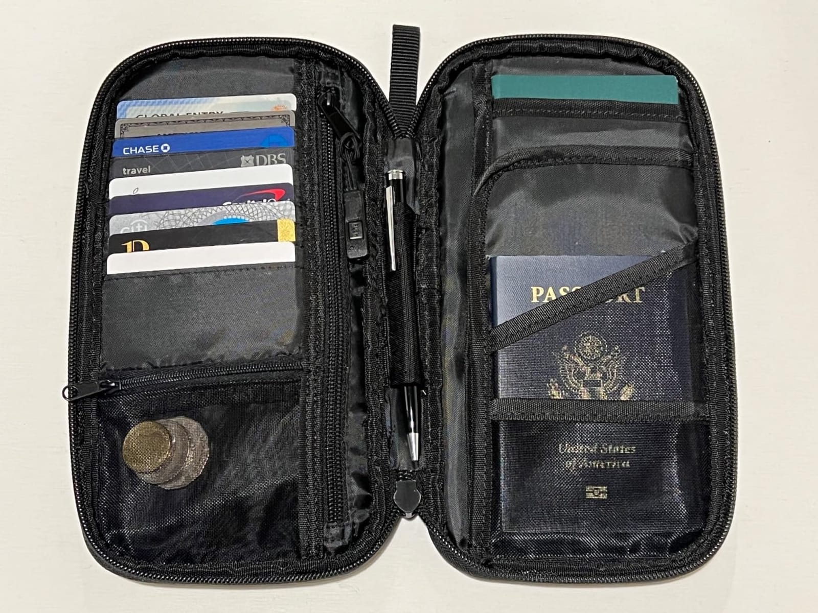 RFID-blocking Passport Wallet, Passport Holder for Travel, Polyester/Nylon Material with Durable Zipper Closure, Zippered Pockets, Slots for Cards, 10
