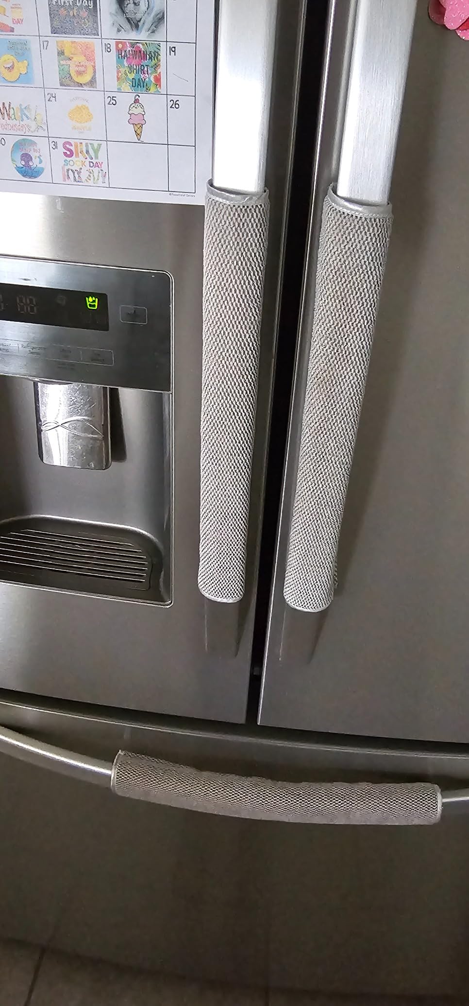 OUGAR8 Refrigerator Door Handle Covers Protective Electrical Kitchen Appliances Gloves Fridge Microwave Dishwasher Door Cloth Protector - Catches Drips, Smudges & Fingerprints Dust Covers (Gray Plush) customer photo 1