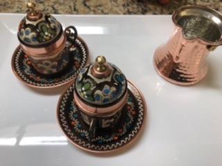 Copper Turkish Coffee Cups with Saucer and Lid (Set of 2) customer photo 2