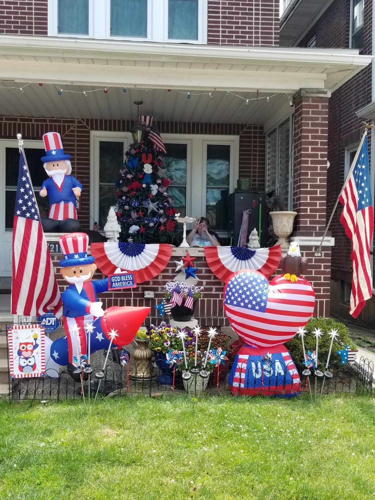 5 Foot Tall Patriotic Independence Day 4th of July Inflatable | Love Heart with American Flag and Bald Eagle, Pre-Lit LED Lights, Outdoor Indoor, Lawn Yard Holiday Decoration customer photo 2