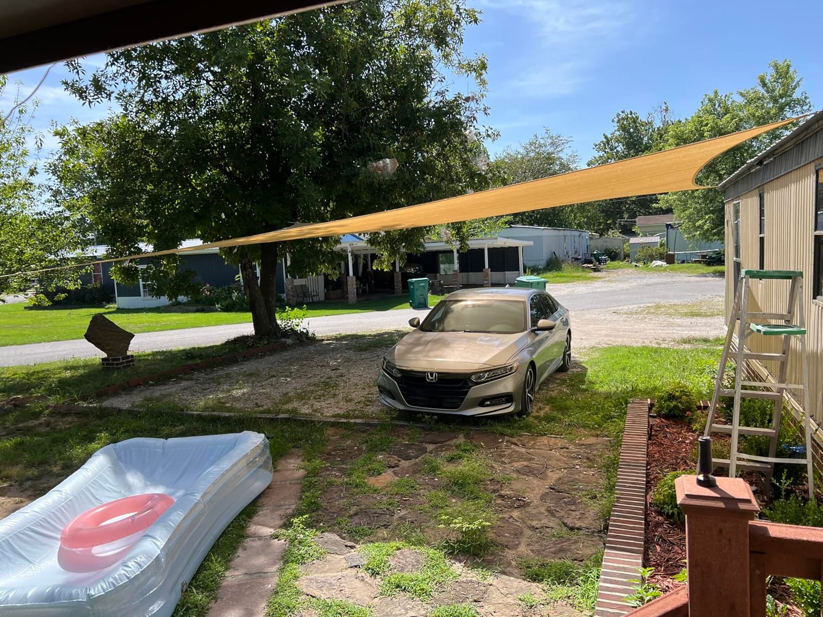 Shade&Beyond 16'x16'x16' Sun Shade Sail Sand Triangle - 95% UV Block, Curved Edge, Permeable Canopy customer photo 2