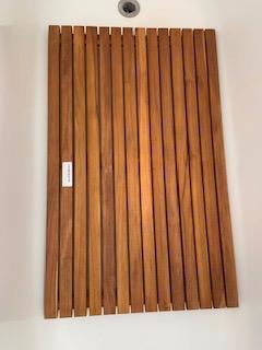 Nordic Style Premium Teak Shower and Bath Mat for Indoor and Outdoor Use - Non-Slip Wooden Platform for Spa, Sauna, Pool, Hot Tub - Flooring Decor and Protector 31.4