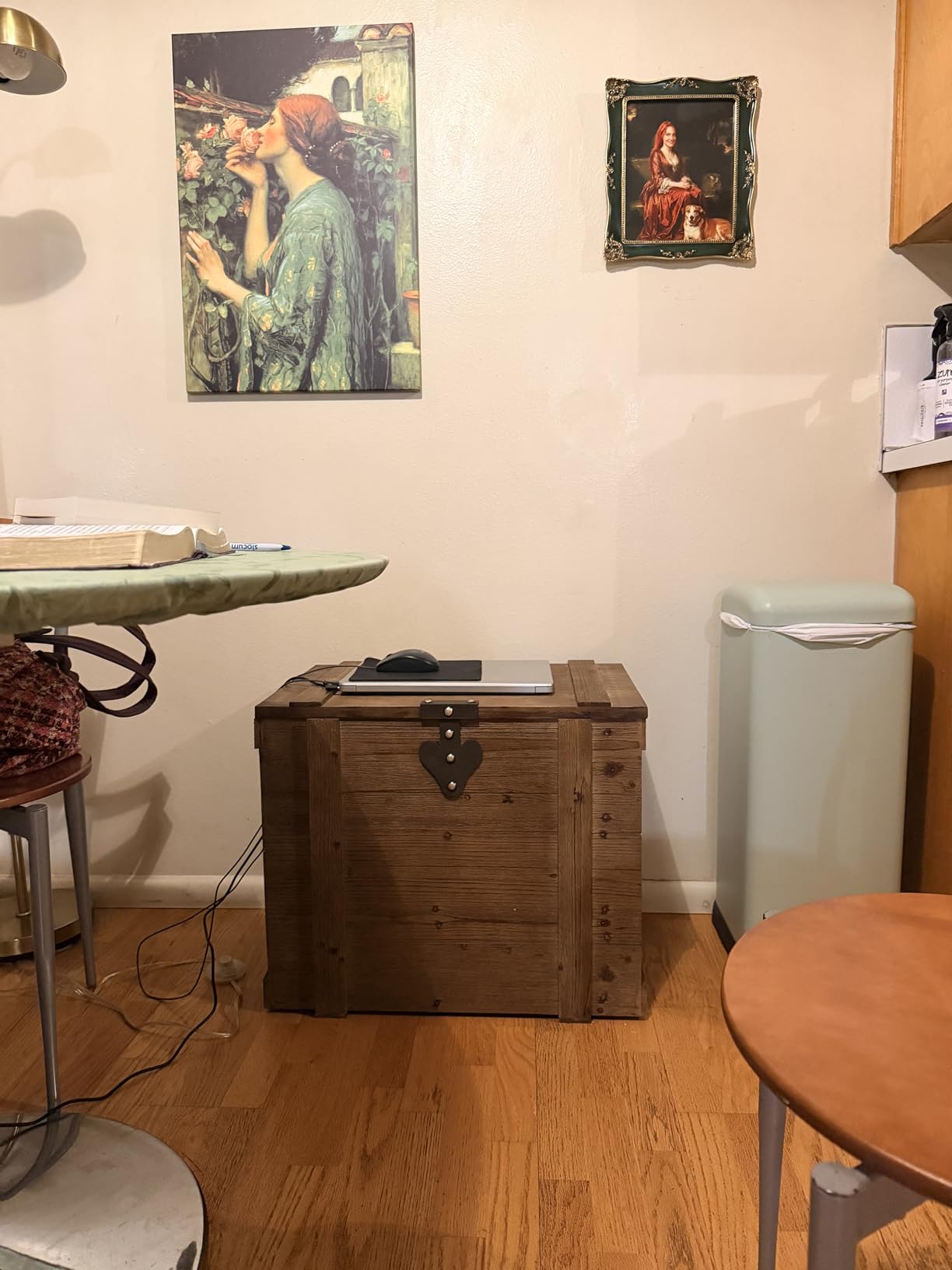 Household Essentials Large Wooden Storage Trunk, Weathered Wood with Paint Finish, Hinged Lid with Metal Accents customer photo 1