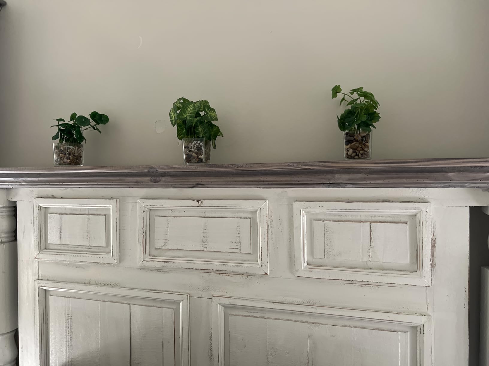 MyGift Set of 3 Small Assorted Artificial Plants in Clear Glass Pot | Indoor Faux Plant Potted in Pebbles for Home Decor, Mini botanical decor for office, bathroom, living room, and table display customer photo 1