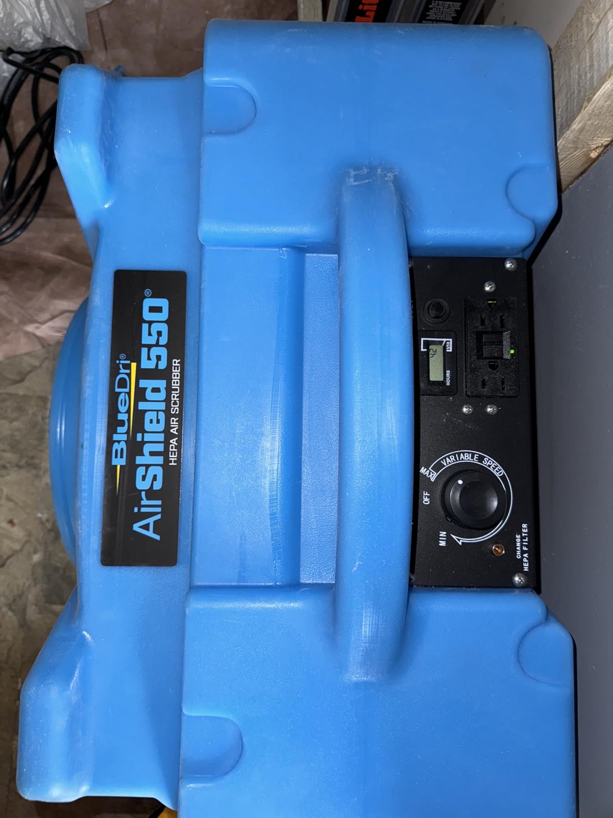 BlueDri Air Shield 550 HEPA Air Scrubber, Water Damage Restoration Equipment Air Purifier, Covers 1400 Sq. Ft, Daisy Chain Capable, For Commercial Use, Gray, BD-AS-550 customer photo 1