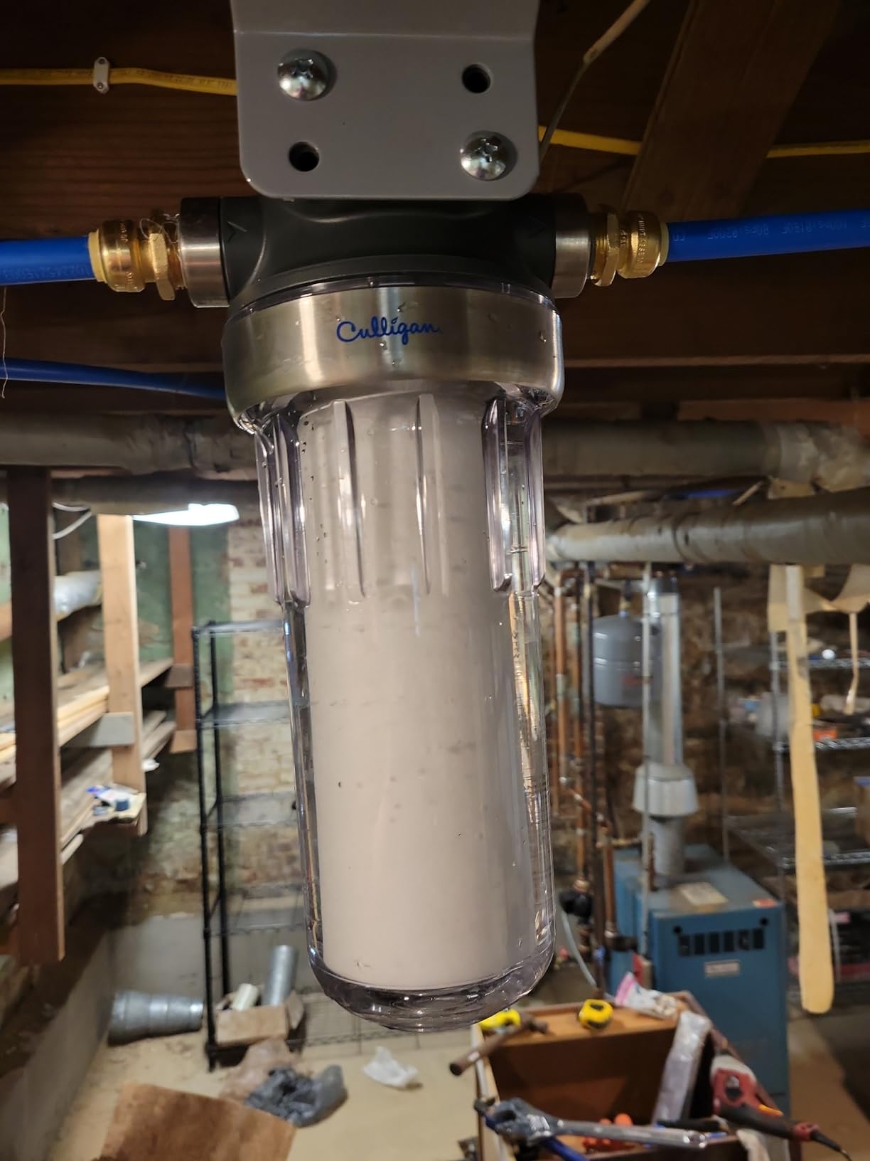 Culligan WH-S200-C Whole House Water Filter Housing - 3/4 Inlet/Outlet, Standard Duty, Sediment Filtration System, Clear Housing, Pressure Relief Valve, NSF Certified customer photo 1