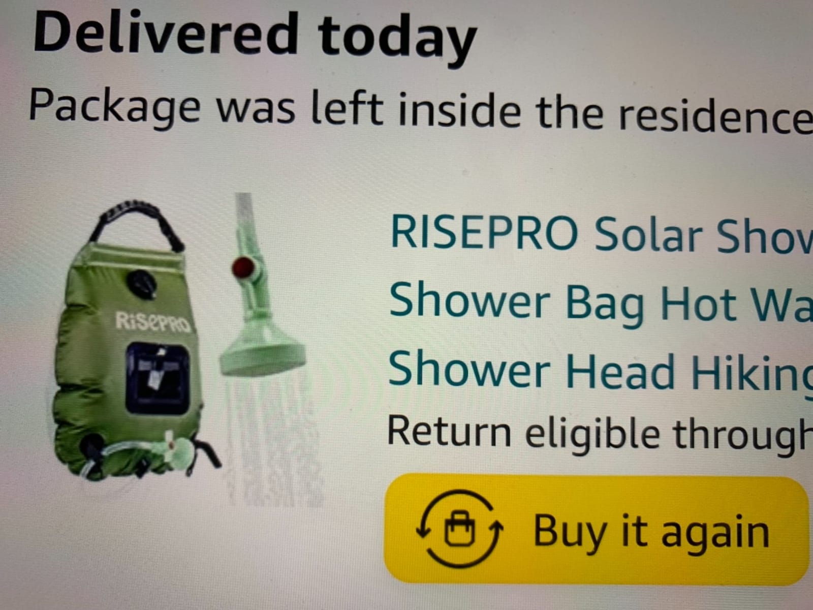 Solar Shower Bag, RISEPRO 5 gallons/20L Solar Heating Premium Camping Shower Bag Hot Water with Temperature 45°C Removable Hose on/Off Switchable Shower Head Hiking Climbing Summer Shower K8 customer photo 1