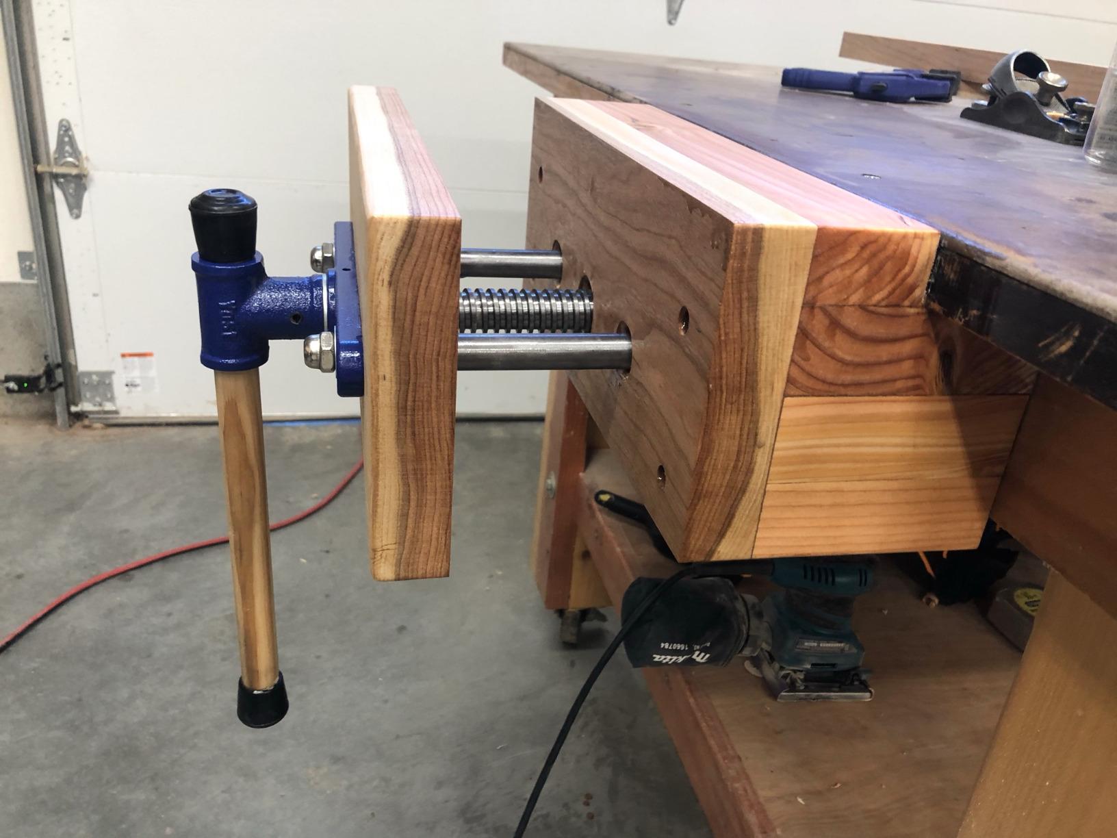 Yost Vises F9WW Front Vise | 9 Inch Woodworking Vise with guide bars | Blue customer photo 2